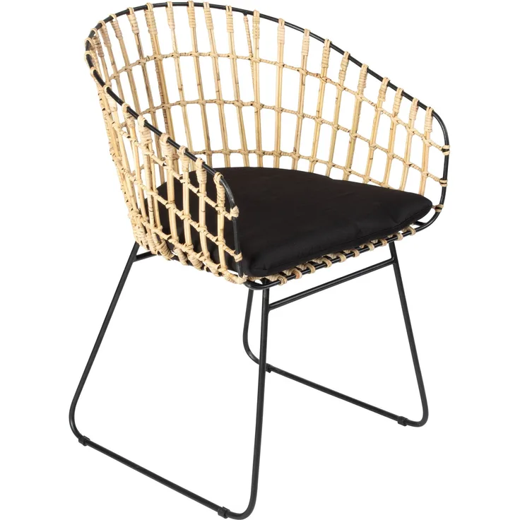 Esszimmerstuhl Armlehnenstuhl Rattan Farbe natur inkl. Kissen LIMA 80548219