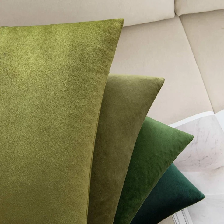 4er Set Samt Kissenbezüge 40x40 cm Salbeigrün Dekorative Sofakissenhüllen – Bild 3