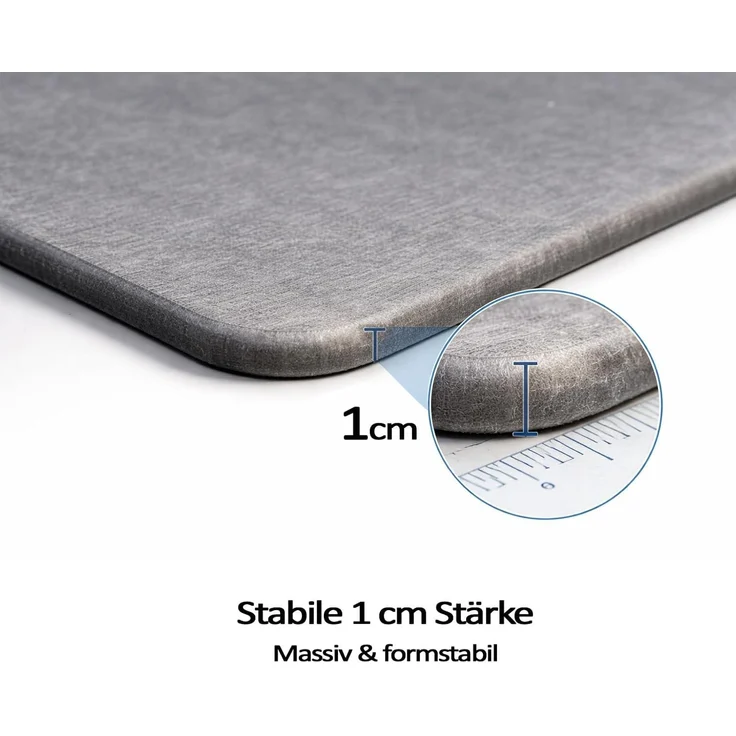 BURI Badematte 60x39x1 cm aus Kieselgur grau – rutschfeste Steinmatte, wasserabsorbierend & schnelltrocknend, antibakterielle Duschmatte, langlebiger Badvorleger mit Antirutschmatte – Bild 8
