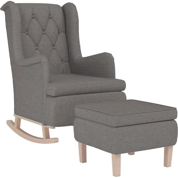 vidaXL Schaukelsessel mit Hocker Hellgrau Stoff 3121272