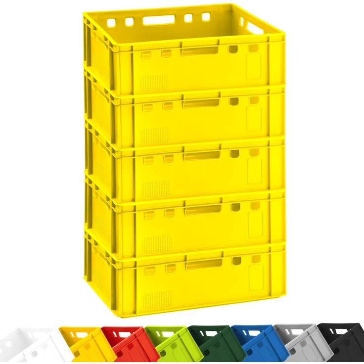 5x Fleischkiste E2 Fleischerkiste Eurobox 60 x 40 x 20 cm lebensmittelecht, robust, stapelbar | Lagerkisten, Stapelkisten, Metzgerkiste Made in Germany – Bild 1