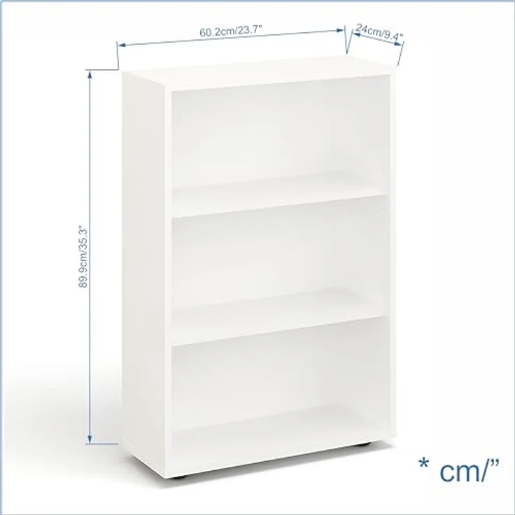 KOMTO Bücherregal Lumo 60 cm breit Regal mit 3, 4, 6 Ebenen und Höhenverstellbare Regale, Aufbewahrungsregal Bookshelf Weiß – Bild 4
