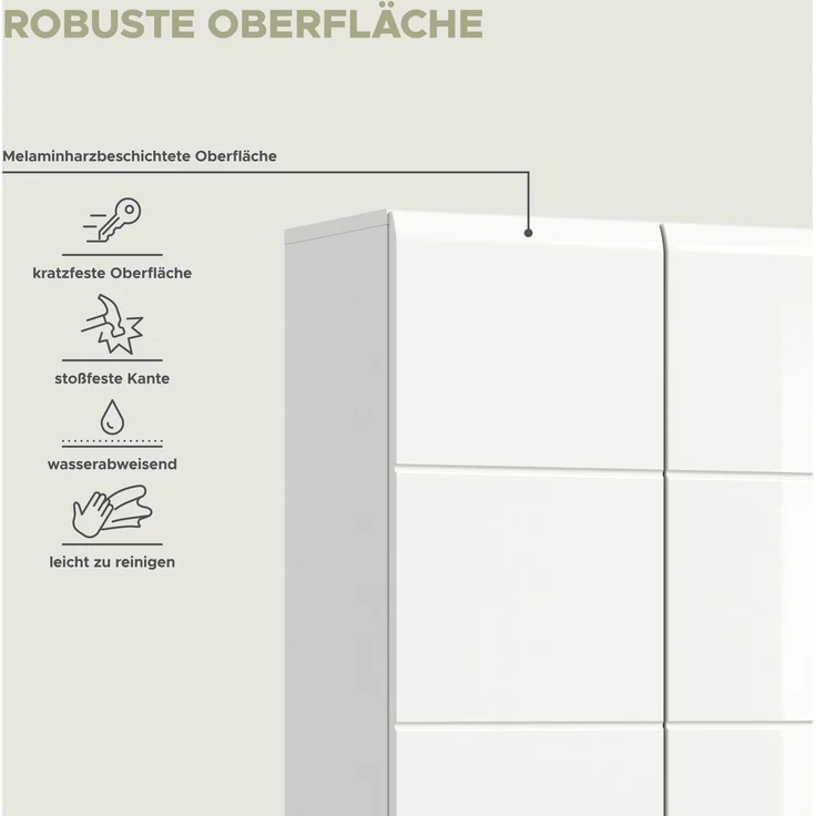 Hochschrank Ice - Weiß / Weiß Hochglanz – Bild 11