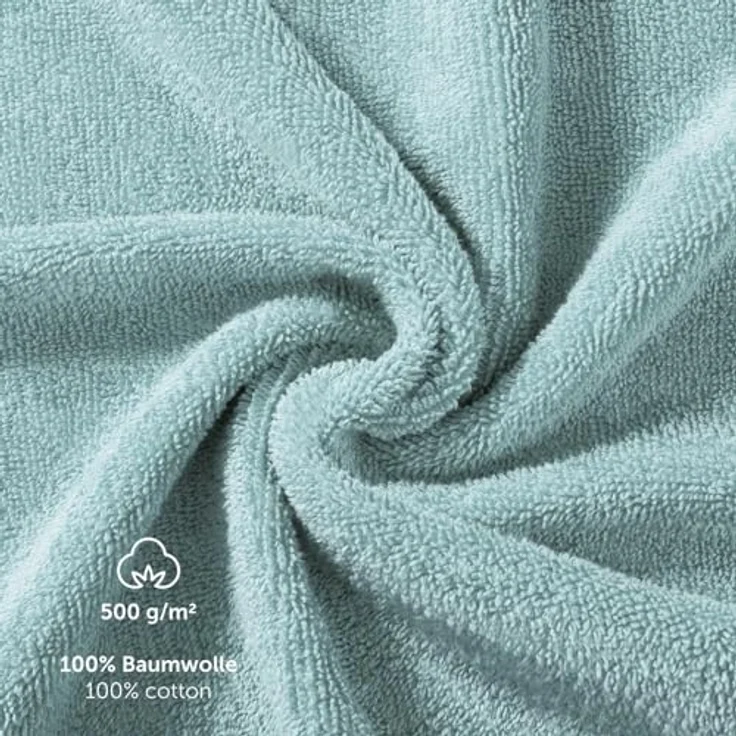 Blumtal Saunatuch, Hellblau, 80x200 cm, 100% Baumwolle, Oeko-Tex zertifiziert, praktisches Zweier-Set, mit Aufhängeschlaufe – Bild 3