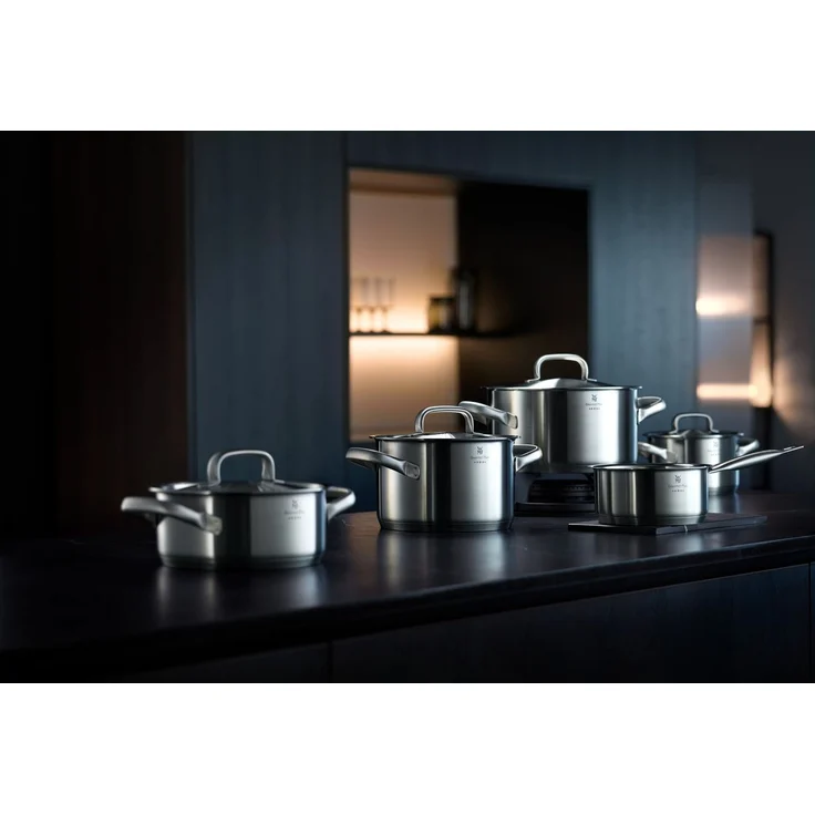 WMF Topf-Set Gourmet Plus, Cromargan® Edelstahl Rostfrei 18/10 (Set, 7-tlg), Mattiert, Hohlgriffe, Innenskalierung, breiter Schüttrand – Bild 2