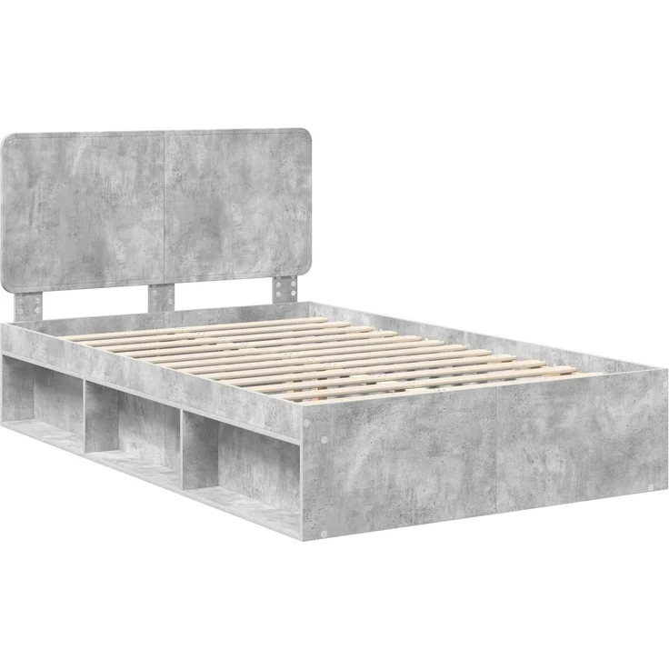 vidaXL Bettrahmen mit Kopfteil Beton 120 x 190 cm Massives Kiefernholz 3412518 – Bild 3