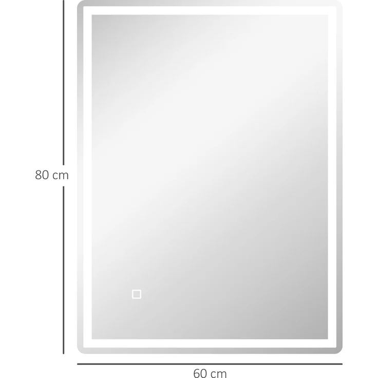 Badezimmerspiegel 60 x 80 x 4 cm mit LED-Beleuchtung, Antibeschlagfunktion und Touchsteuerung – Bild 5