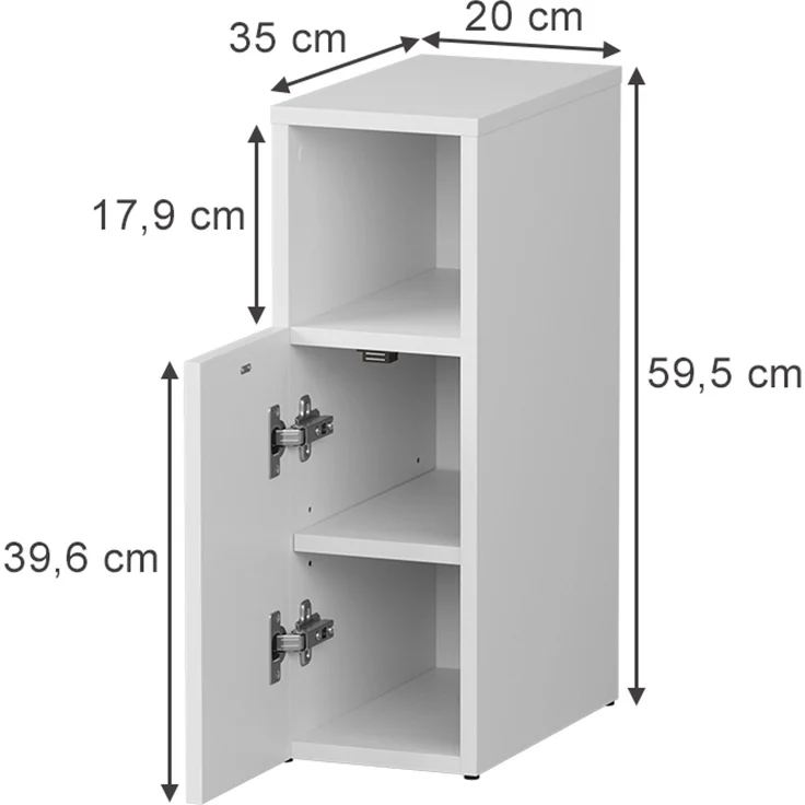 Nachttisch Enton Weiß 20 x 59.5 cm mit 1 Tür Vicco – Bild 2
