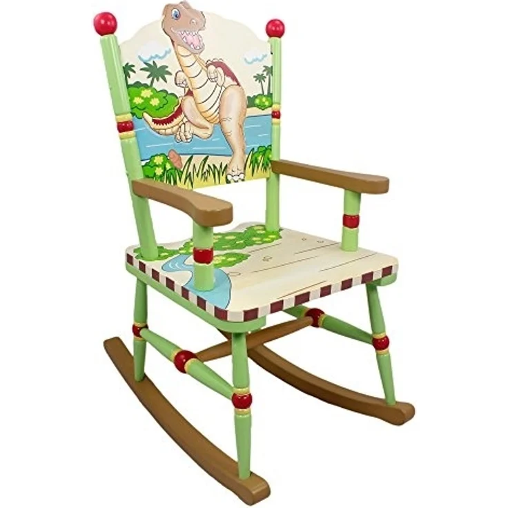 Fantasie-Felder - Dinosaurier Kingdom Hand Crafted Kinder Holz Schaukelstuhl TD-0076A – Bild 10