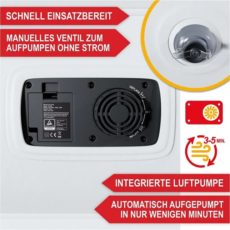 Onbest Luftbett mit elektrischer Luftpumpe und Kissen, 250 kg, 2 Personen, wasserabweisend, selbstaufblasend, 0,6 mm – Bild 2