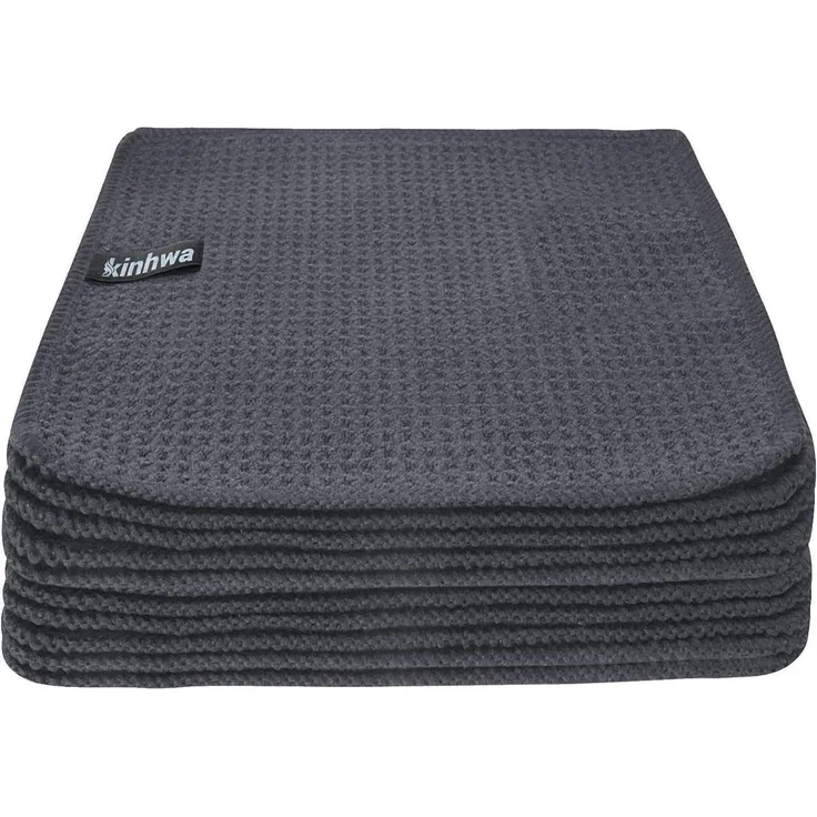 KinHwa Spültücher Grau Waffeltuch Mikrofasertuch 20x20cm 10
