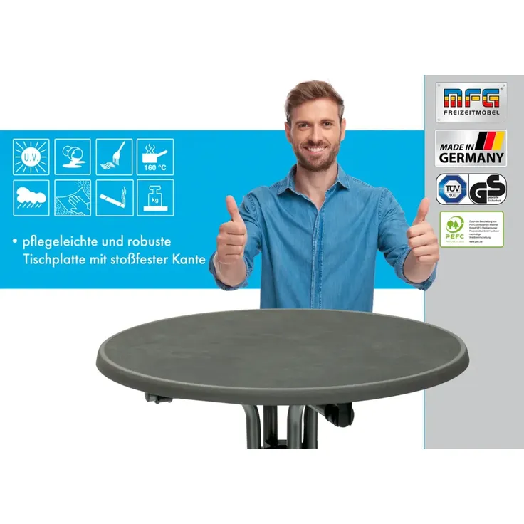 MFG Stehtisch klappbar mit wetterfester Melamin-Platte, MDF/Stahlrohr anthrazit, 110 x 80 cm – Bild 6