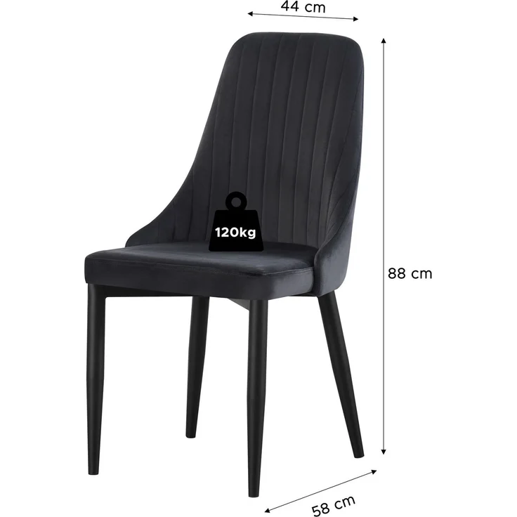 Stuhl 2er Set Monaco Stühle in Anthrazit - gemütliches Design - B/H/T: 44x88x58 cm – Bild 2