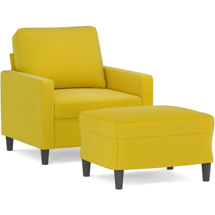 vidaXL Sessel mit Hocker Gelb 60 cm Samt 3201051 – Bild 1