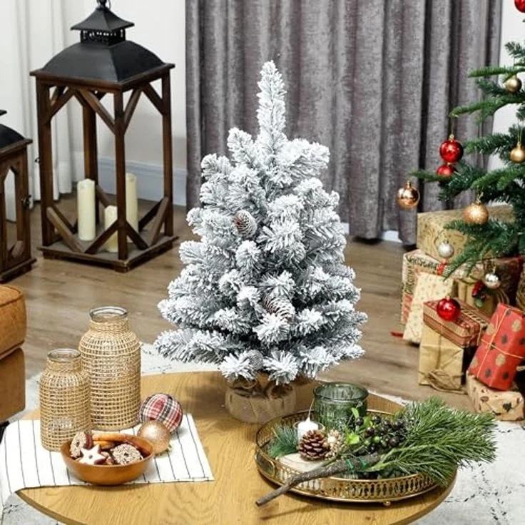 HOMCOM Künstlicher Weihnachtsbaum 72 Zweige, Tannebaum, Realistisches Aussehen, Grün+Weiß – Bild 6