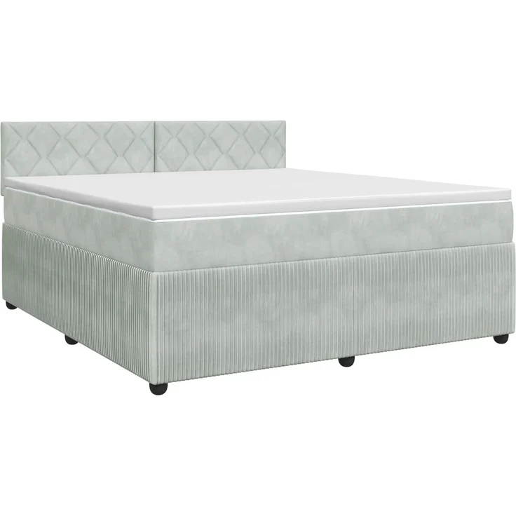 vidaXL Boxspringbett mit Matratze Hellgrau 140 x 190 cm Samt 3451679 – Bild 2
