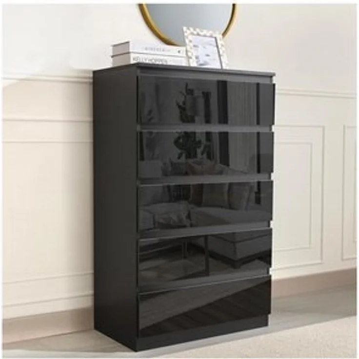 HTI-Living Sideboard Sideboard Kenji 5 Schubladen Hochglanz Schwarz (Stück, 1 St, 1 Sideboard), Kommode – Bild 6