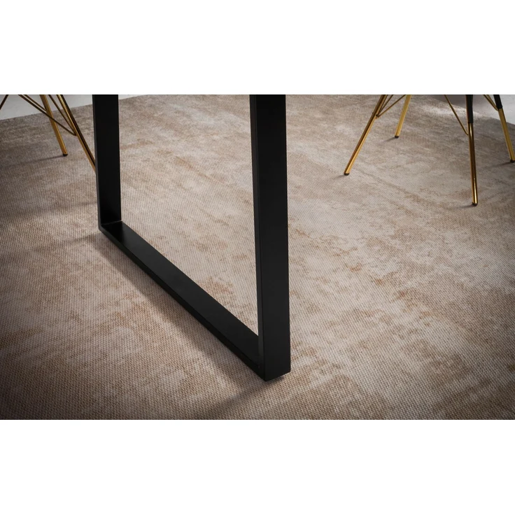 Esszimmertisch 180x90x76cm Akazie Massivholz Metall Baumkante Trapezbeine Schwarz – Bild 5