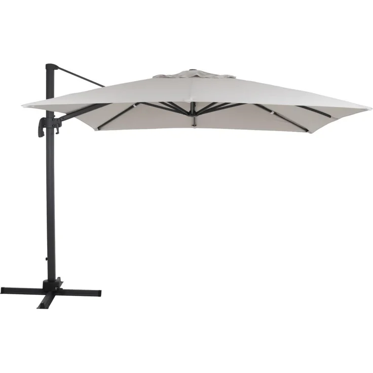 Sonnenschirm Linz 3x3 m von Brafab, aus Aluminium und Polyester, modern, anthrazit/beige, mit winddichtem Kamin