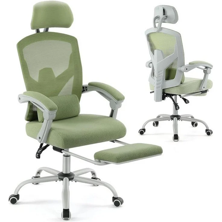 DUMOS Bürostuhl Ergonomisch Schreibtischstuhl Komfortarmlehnen Fußstütze Office Chair, Höhenverstellbarer Sitz mit Fußstütze – Bild 4