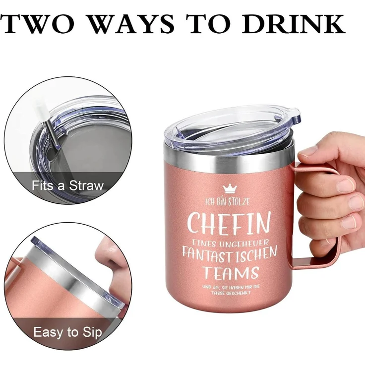 Livole Chefin Geschenk Tasse, 350ml Kaffeebecher, Roségold – Bild 5