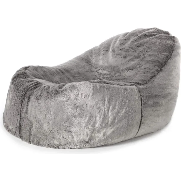 Icon Sitzsack, aus Kunstfell, Grau, XXL, mit Füllung, 80 x 86 x 110 cm