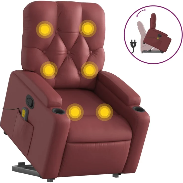 vidaXL Massagesessel mit Aufstehhilfe Weinrot Kunstleder 3204783 – Bild 1