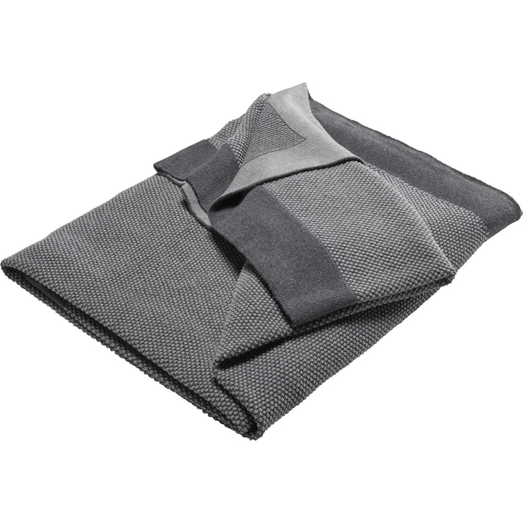 Bio Kuscheldecke für Erwachsene 100% Bio-Baumwolle (kbA) GOTS zertifiziert, Dunkelgrau Melange, 150x200 cm