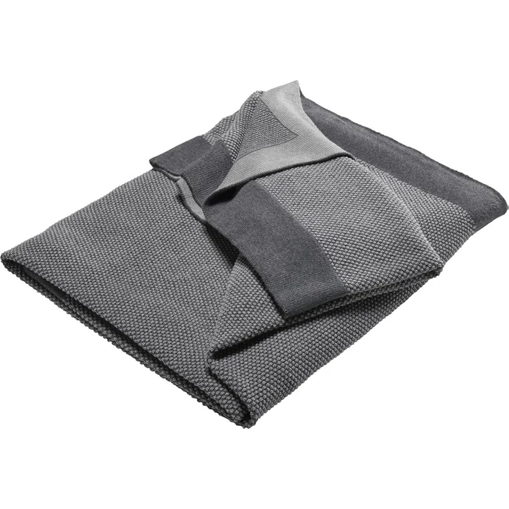 Bio Kuscheldecke für Erwachsene 100% Bio-Baumwolle (kbA) GOTS zertifiziert, Dunkelgrau Melange, 150x200 cm