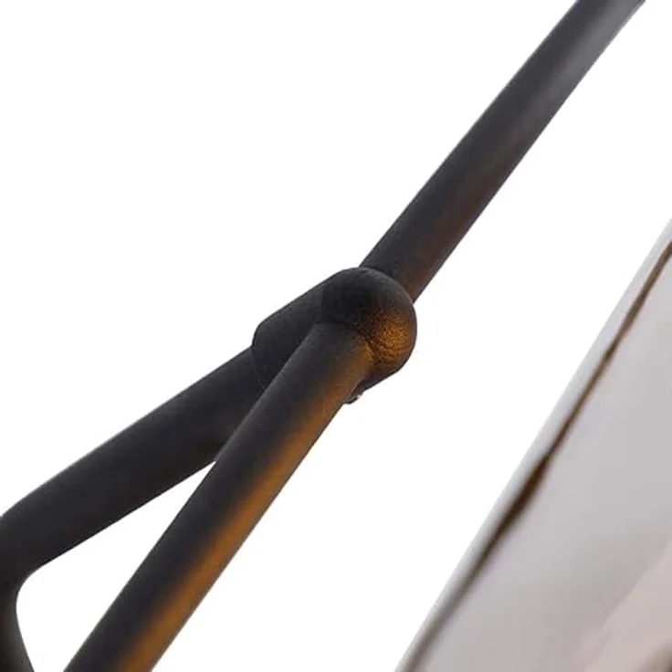 QAZQA Klassische Notarlampe, Antik Schwarz mit Geräuchertem Spiegelglas, Längliche Bankerleuchte, LED geeignet E27, Dimmbar, 34,5 cm Höhe – Bild 3