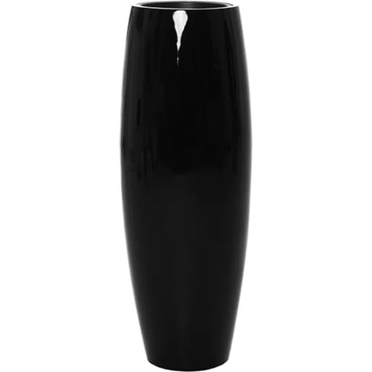 VIVANNO Bodenvase Fiberglas MAGNUM Rund, Schwarz Hochglanz 23x80 cm – Bild 2