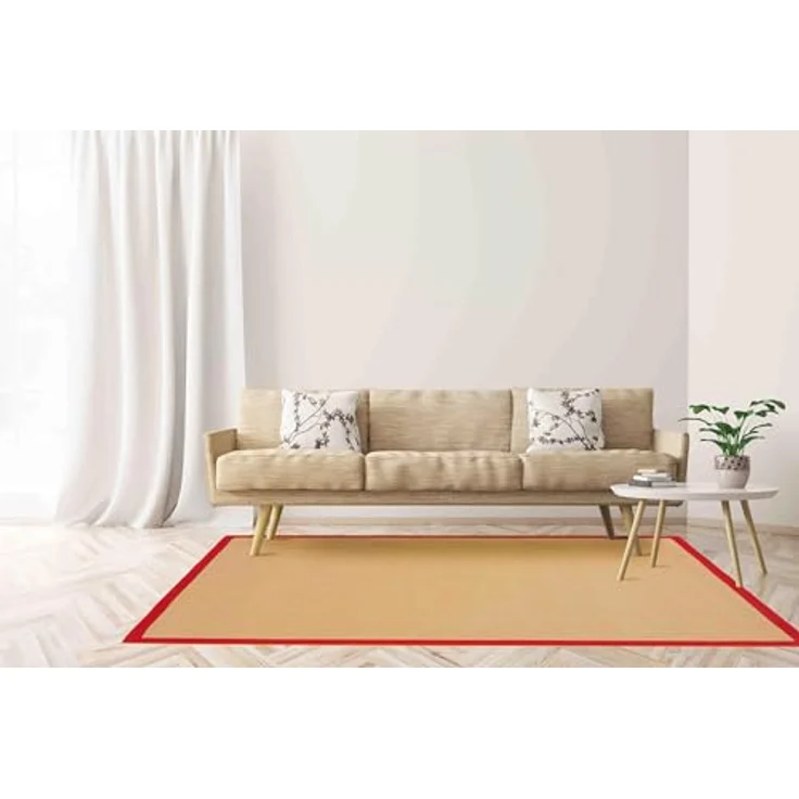 carpetfine Sisalteppich Sisal, rechteckig, Höhe: 5 mm, mit farbiger Bordüre, Anti Rutsch Rückseite – Bild 3