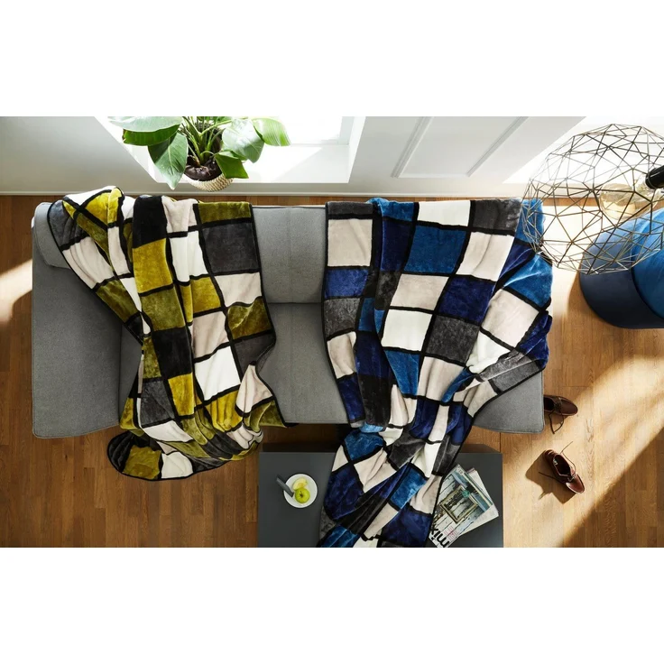 Gözze - Weiche Kuscheldecke, Cashmere Feeling, Hohes Stoffgewicht 500 g/m², Antigua, 150x200 cm - Blau/Silber/Weiß – Bild 2
