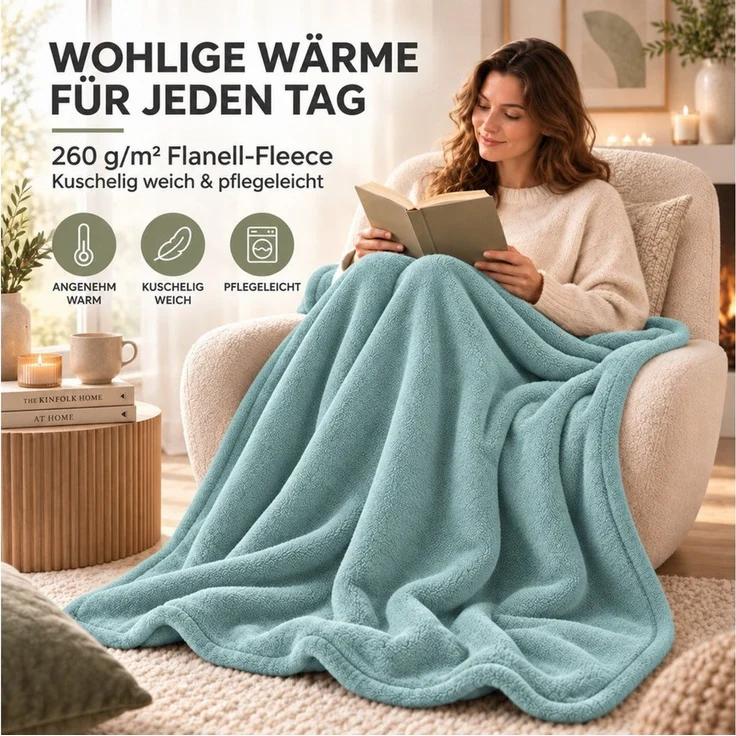 Wohndecke Kuscheldecke 260 g/m², flauschige Wohndecke, Fleecedecke, Oeko-Tex, Komfortec – Bild 4