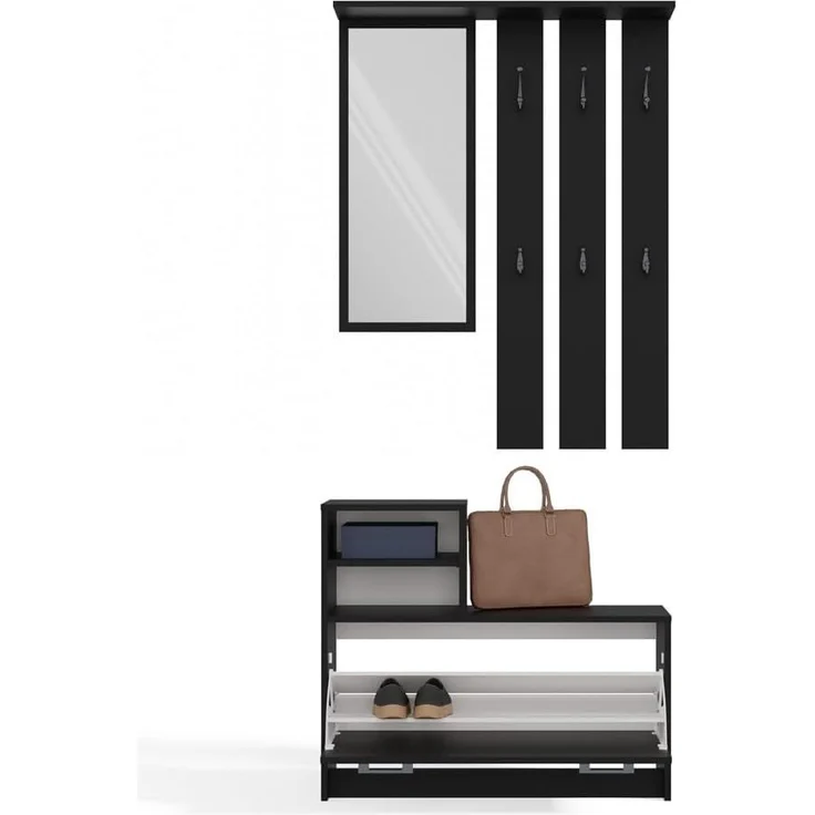 TOPESHOP GARDEROBEN-SET TRAUMGARDEROBE Laminierte Spanplatte Schwarz 180cm (H 180 x T 24 x B 85 cm) – Bild 6