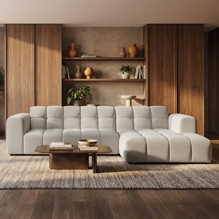 Selsey 'Boloon' Ecksofa L-Form, 3-Sitzer, rechts, Samt Greige, 300 cm – Bild 2