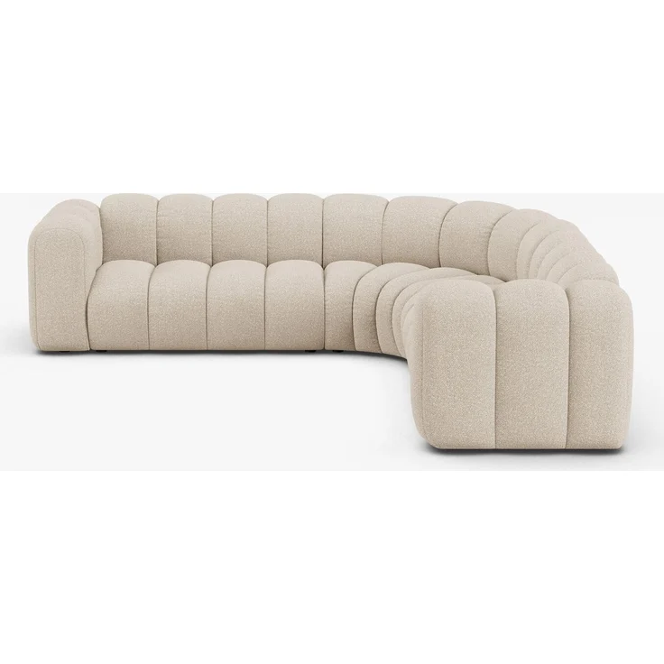 Micadoni symmetrisches Ecksofa Lupine 5-Sitzer mittelgroß Boucle Baloo Beige – Bild 1