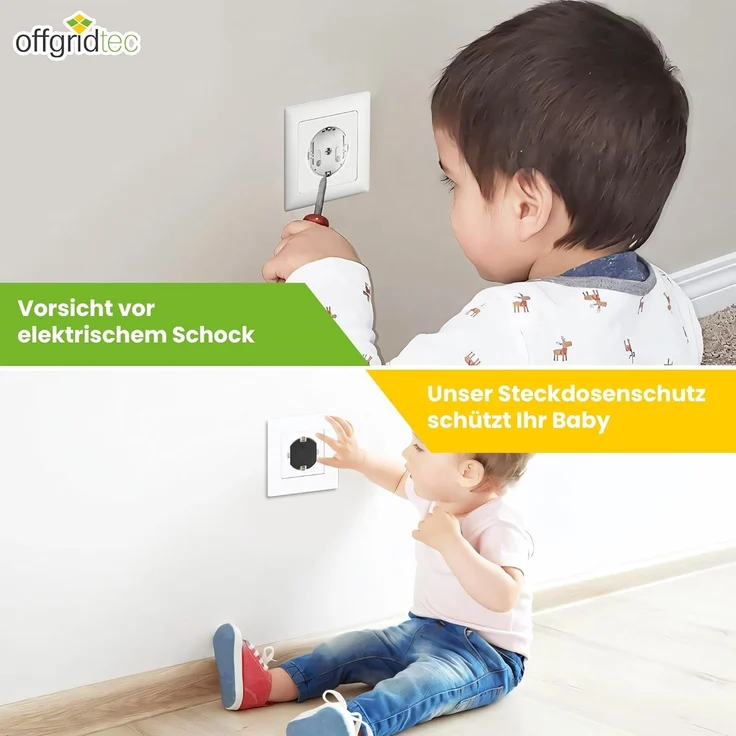 Offgridtec 20x Kindersicherung fuer Steckdose mit Drehmechanik - Steckdosensicherung Schwarz Baby Kleinkind – Bild 2