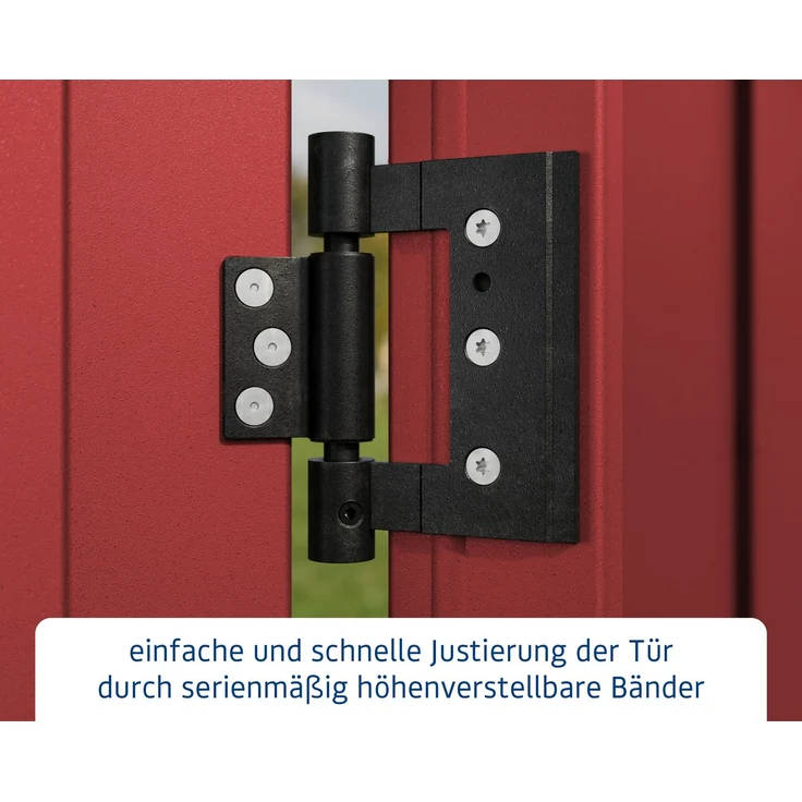 Hörmann Ecostar Metall-Gerätehaus Trend mit Pultdach Typ 3, 238x303 cm , purpurrot, 7,2 m²,1-flüglige Tür – Bild 5