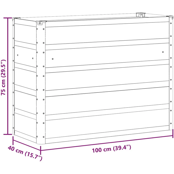 vidaXL Pflanzkübel Elfenbein 100 x 40 x 75 cm Stahl 42018081 – Bild 6