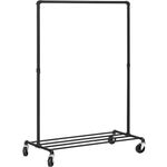 Songmics Kleiderständer auf Rollen, bis 90 kg belastbar, im Industriedesign, Metall-Garderobenständer mit 1 Kleiderstange und Ablage, Schwerlast, für Schlafzimmer, Waschküche, schwarz