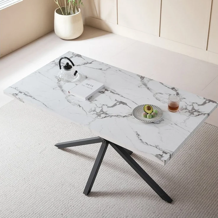 GrandCA HOME Esstisch Rechteckiger Küchentisch im Modernen Stil, aus MDF (1-St), 140 x 80 cm, Weiß – Bild 5