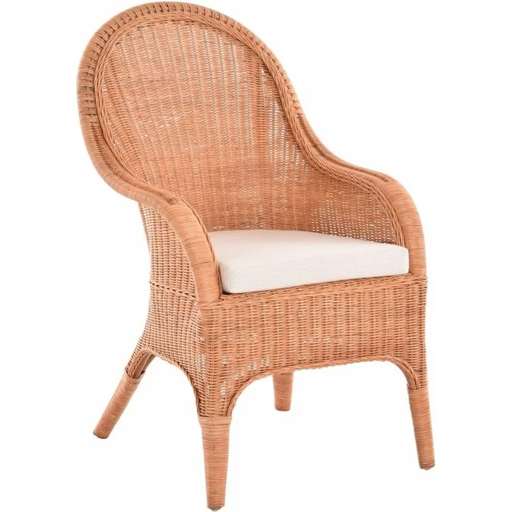 Krines Home Rattanstuhl Rattansessel hohe Rückenlehne Rattan Esszimmerstuhl Breite Armlehnen, Breite Armlehnen