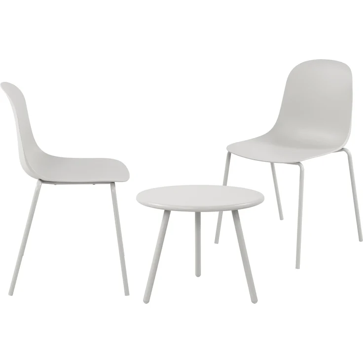 CLP 2er Sitzgruppe Mindin Set 1 Tisch 2 Stapelstühle wetterfest UV-beständig,hellgrau – Bild 1