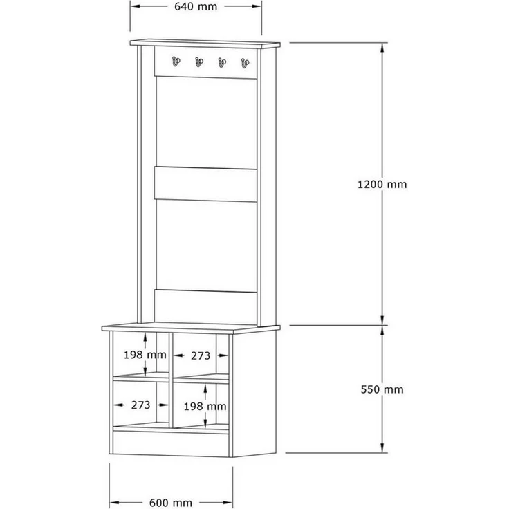 Skye Decor Garderobenpaneel (1 Flurgarderobe), Breite 60 cm, aus MDF mit Ablage – Bild 3