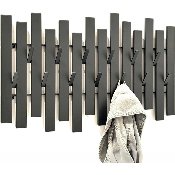 DanDiBo Wandgarderobe Schwarz Metall Modern 96637 Garderobe Wand mit Haken Garderobenleiste Hakenleiste Garderobenhaken – Bild 1