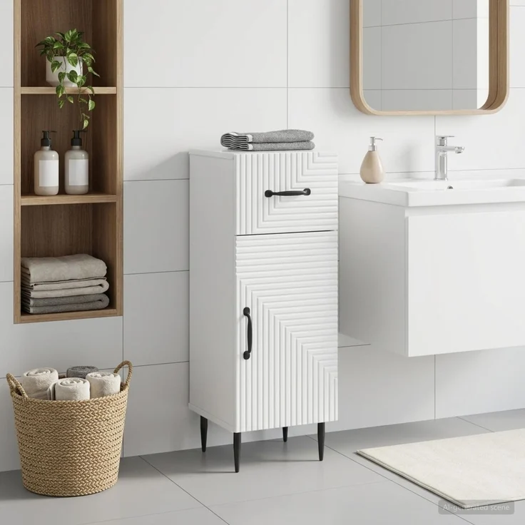 vidaXL Badezimmer Aufbewahrungsschrank HAARLEM Hochglanz Weiß 896829 – Bild 1