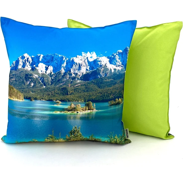 heimtexland Â® Outdoorkissen Lotus Effekt 45x45 Garten Dekokissen Wasserabweisend Outdoor Lounge Deko Kissen Typ742 Alpen Bergsee – Bild 2