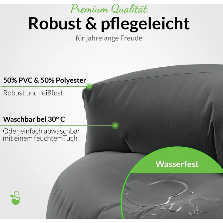 Green Bean® Sitzsack ergonomische Rückenlehne, waschbarer Bezug, mit Füllmaterial dunkelgrau, 90x50 cm – Bild 5