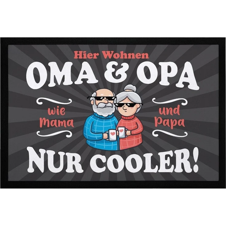 MoonWorks Fußmatte Fußmatte Geschenk Hier wohnen Oma und Opa Großeltern lustige, rechteckig – Bild 5